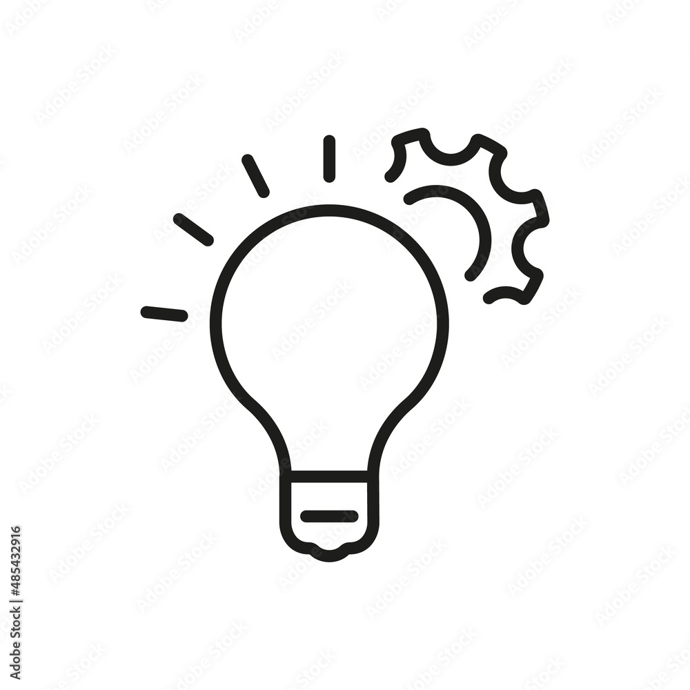 Technology Innovation Line Icon. Creativity Solution Concept. Light Bulb and Gear Linear Pictogram. Lightbulb and Cog Wheel Outline Icon. Editable Stroke. Isolated Vector Illustration Technology Innovation Line Icon. Creativity Solution Concept. Light Bulb and Gear Linear Pictogram. Lightbulb and Cog Wheel Outline Icon. Editable Stroke. Isolated Vector Illustration