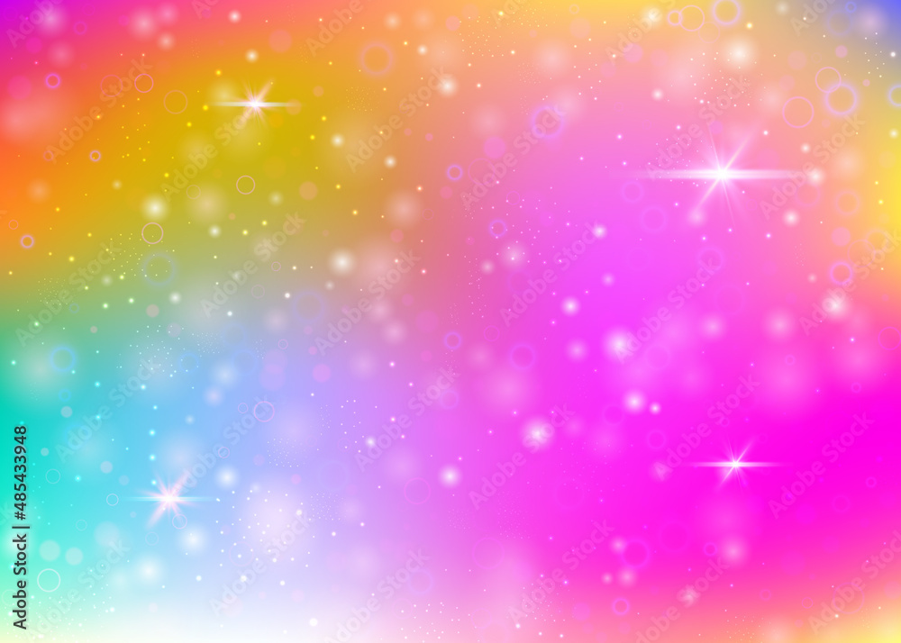 Magic background with rainbow mesh. Multicolor universe banner in ...