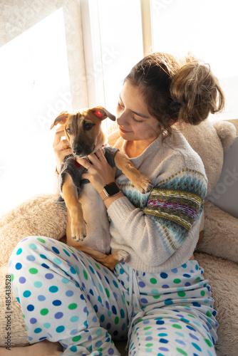 girl and dog