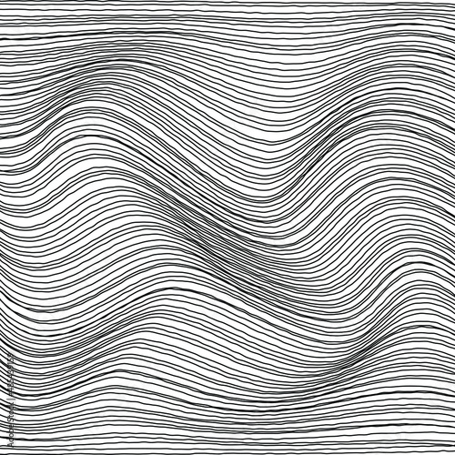 Abstract tiny flow lines background. Liquid wavy shape. Vector illustration. Trendy design element for tattoo, prints, banners, monochrome pattern and abstract background © Karloni
