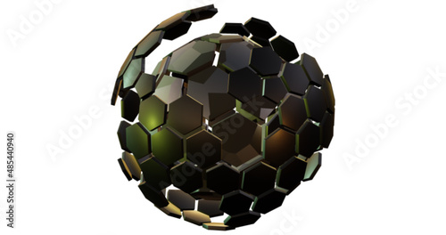 4K 3D Abstrakt  Metall Drachen Schuppen Ball KI Büro Design