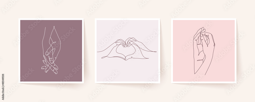 Set of one line holding hands. Valentine's day vector illustration. Set of one line holding hands. Valentine's day vector illustration.
