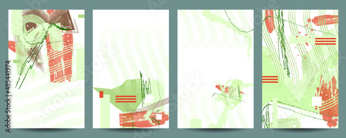 Abstract art comfortable pastel muted shades of rosé beige watercolor wet wash set invitation card background template collection