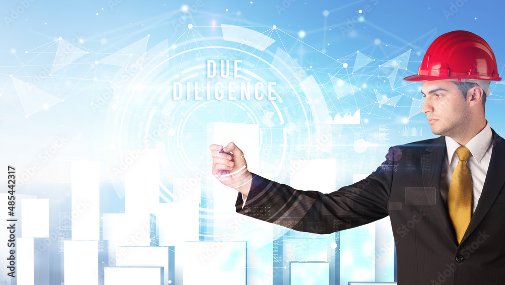 Handsome businessman with helmet drawing Handsome businessman with helmet drawing
