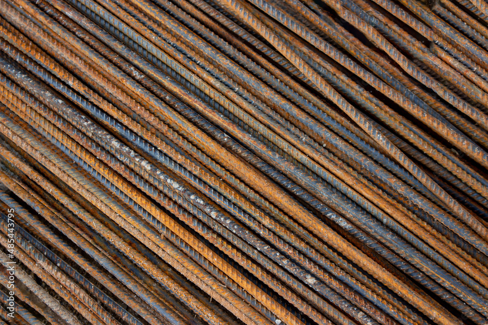 Rusty steel rod texture background, reinforcement metal bars for construction Rusty steel rod texture background, reinforcement metal bars for construction
