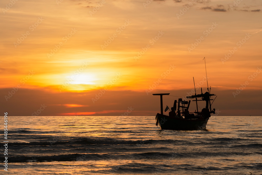 Boat on the sea during sunset