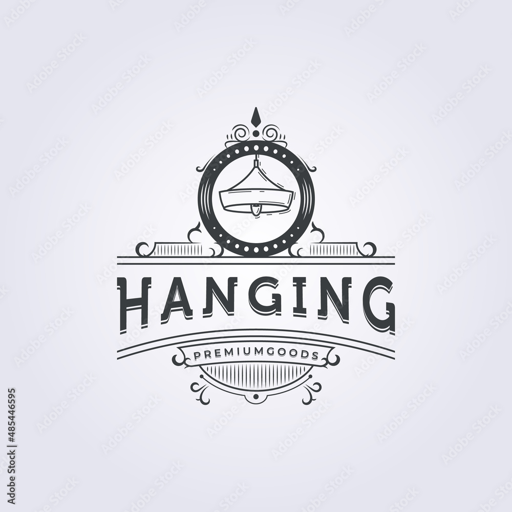 retro vintage hanging lamp logo vector illustration design badge