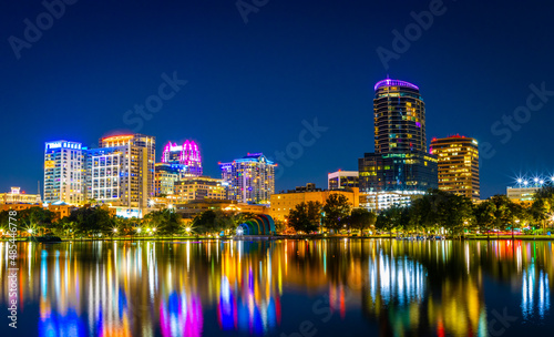 Orlando, Florida skyline at Lake Eola photo
