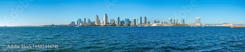 View of skyscraper buildings across the sea at Coronado  San Diego  California