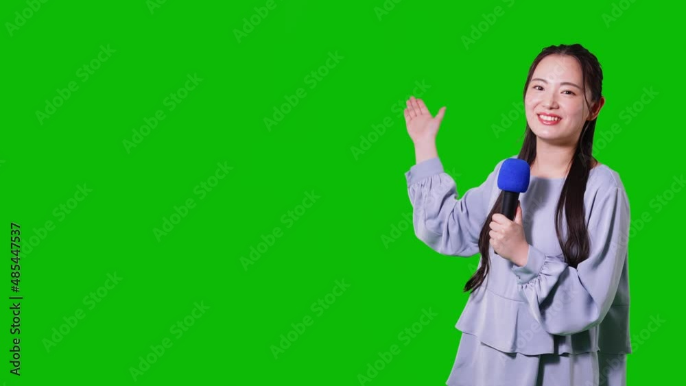 女性アナウンサー クロマキー合成用グリーンバック 女性アナウンサー クロマキー合成用グリーンバック