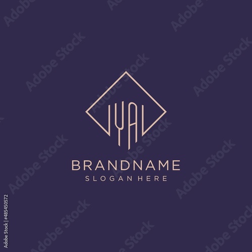 Initials YA logo monogram with rectangle style design