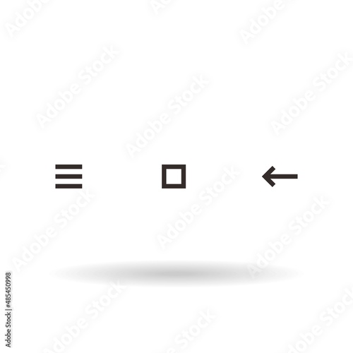 Icon back, home, options, button, display, home screen, options, home. Icon full screen mobile front display button icon