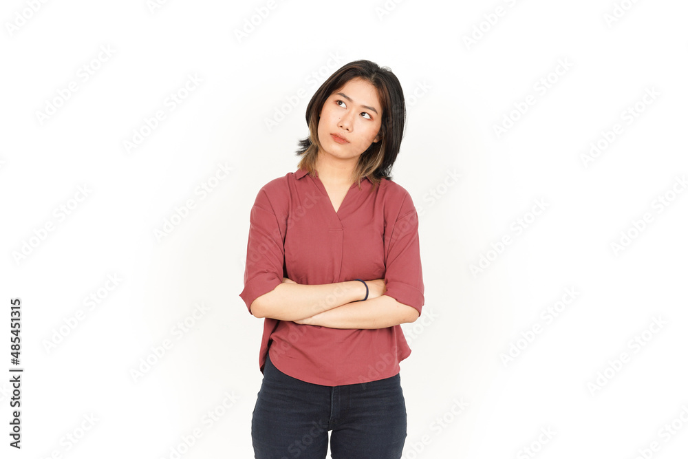 Thinking and Curious Of Beautiful Asian Woman Isolated On White Background Thinking and Curious Of Beautiful Asian Woman Isolated On White Background