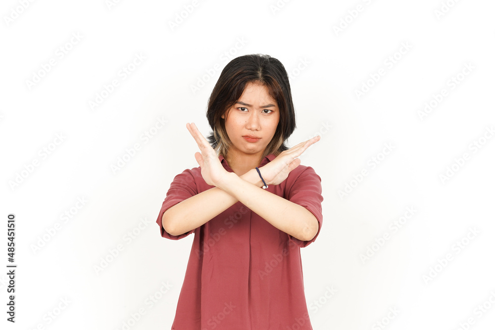 Crossed Arms Rejection Of Beautiful Asian Woman Isolated On White Background