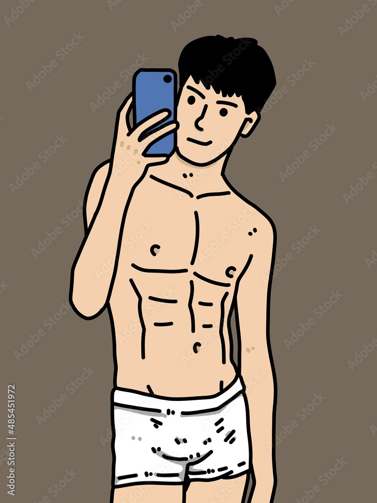 Fototapeta premium cute man cartoon on brown background