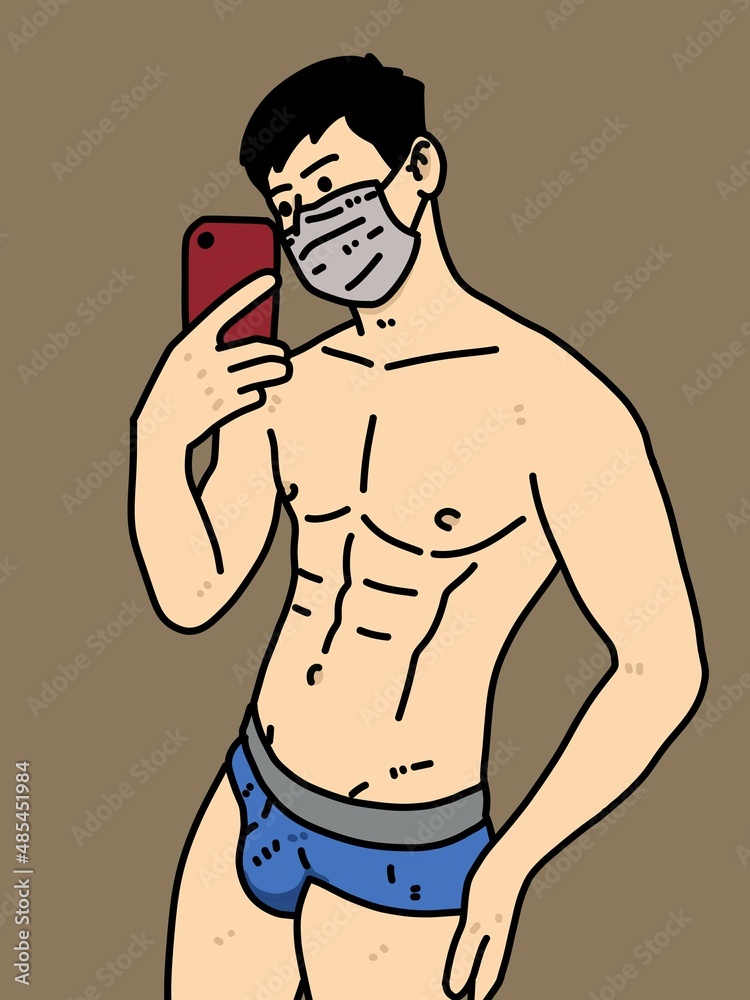 Fototapeta premium cute man cartoon on brown background