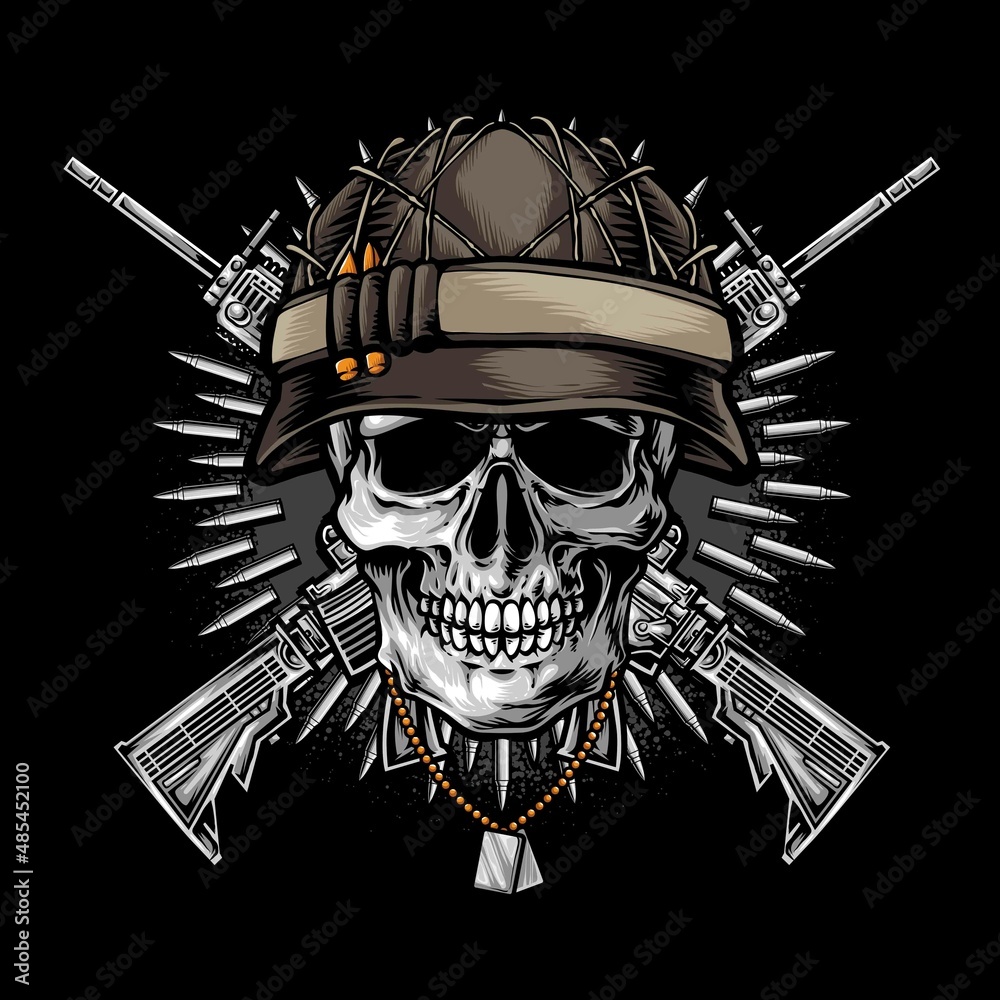 skull wearing army helmet vector Stock Vector Adobe Stock