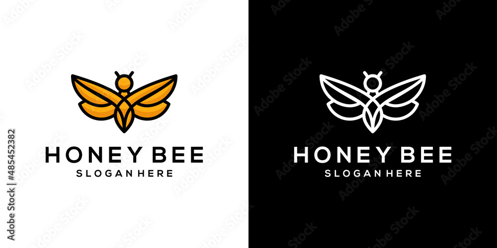 honey bee logo outline illustration