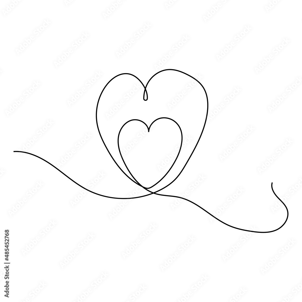 Hearts from the line. Minimalist decoration. Holiday celebration concept. Vector illustration. stock image. 