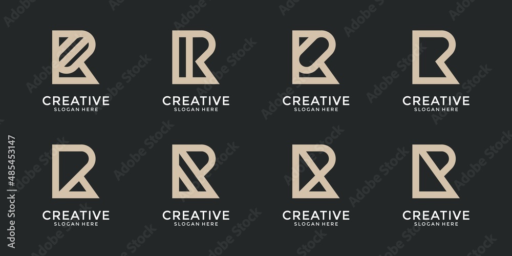 Collection initials R logo design template.