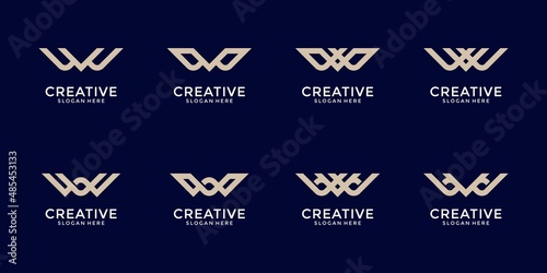 Set of collection initial letter W logo design template.