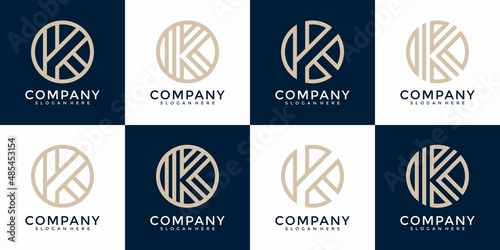 Set of collection initial letter K logo design template.