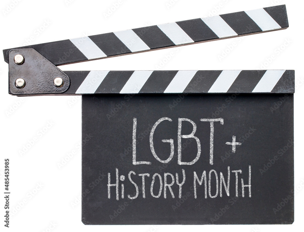 LGBT Heritage Month, white chalk handwriting on a clapboard, reminder of annual monthly event