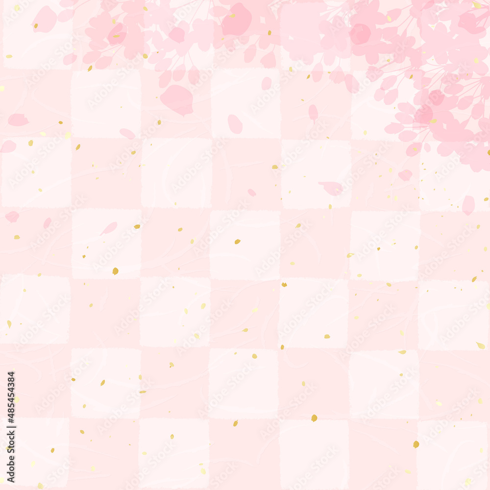桜　和風　市松模様