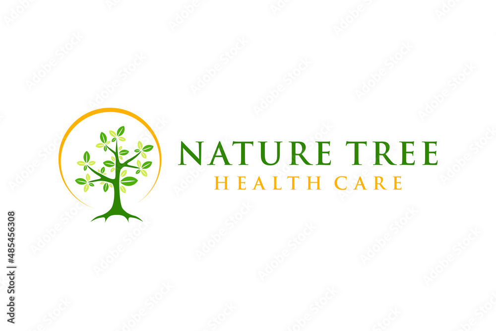 Simple modern tree with green leaves logo design Simple modern tree with green leaves logo design