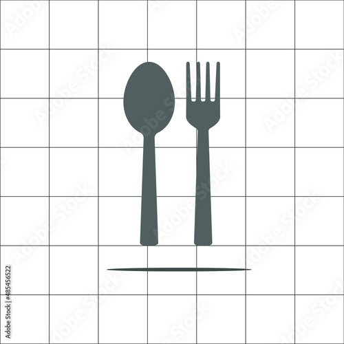 Gastronomic symbol of a spoon and fork on an isolated cellular background.Vector illustration.