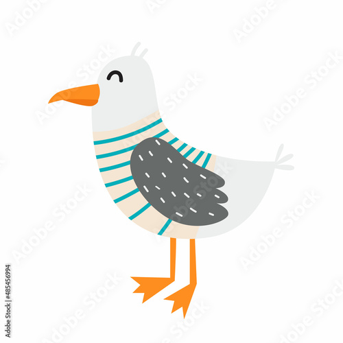 Cute seagull in a vest. Vector illustration