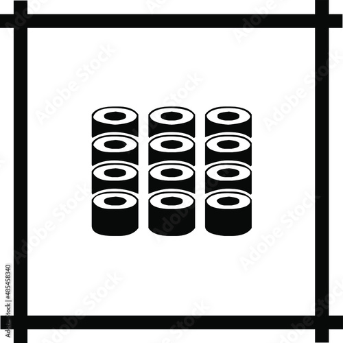 Rice rolls icon vector Illustration. Rice rolls icon image. Simple element illustration. Rice roll symbol design in square on White Background.