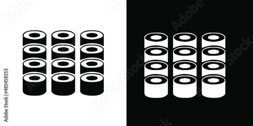 Rice rolls icon vector Illustration. Rice rolls icon image. Simple element illustration. Rice roll symbol design. Isolated on White and Black Background.