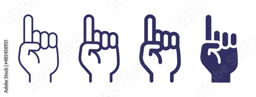 Finger pointing icon. One finger hand gesture icon set.