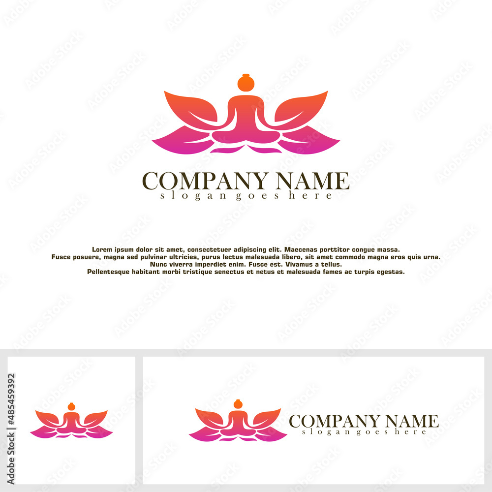 Yoga logo vector illustration design stock. - graphic design for spa, fitness or yoga studio.