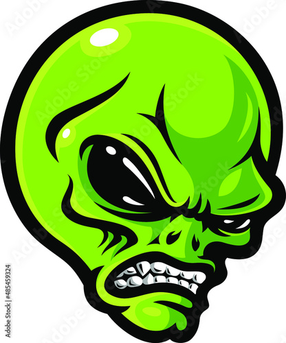 Head of Angry Alien Mascot Character 