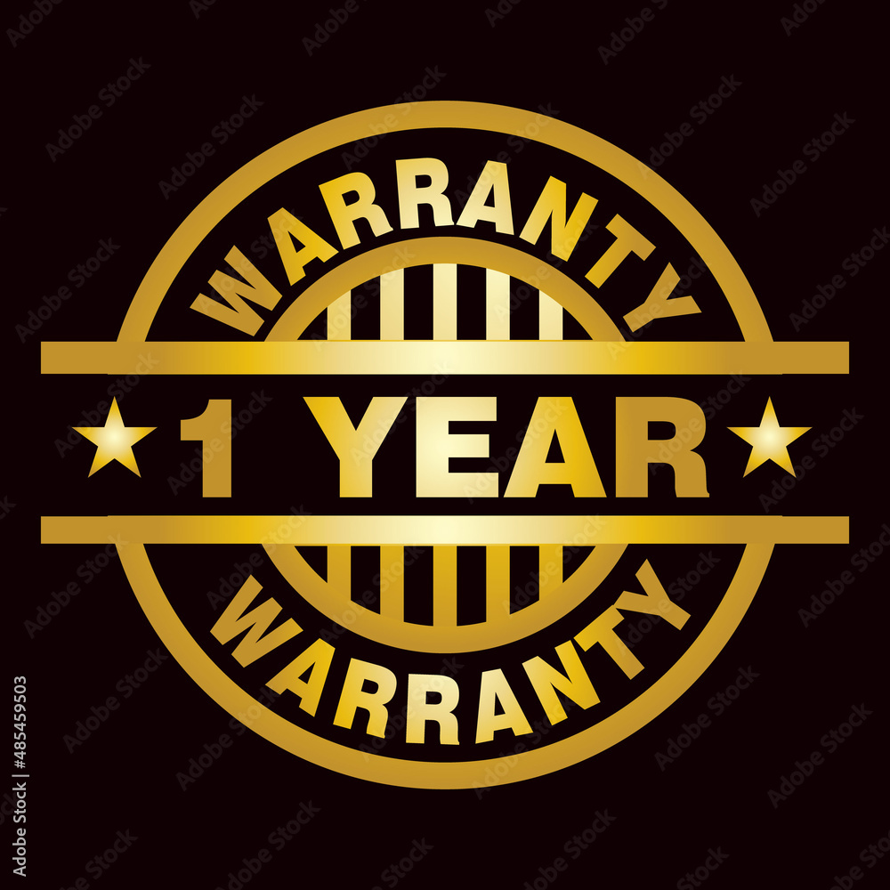 Warranty, 1 year, sticker and label vector