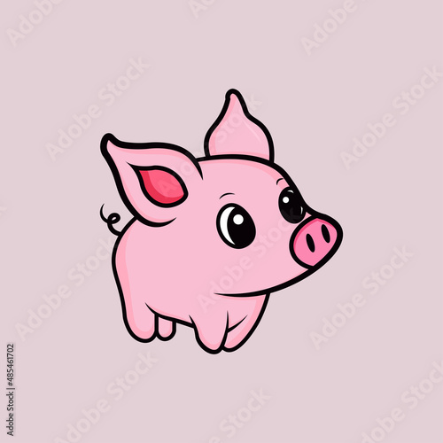 illustation of vector cute cartoon little pig