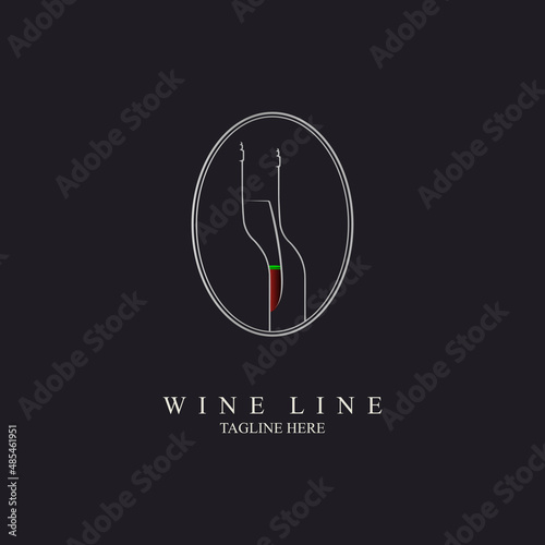 wine logo line style modern design template for brand or company and other