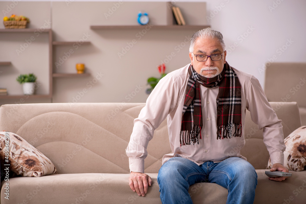 Old man suffering at home