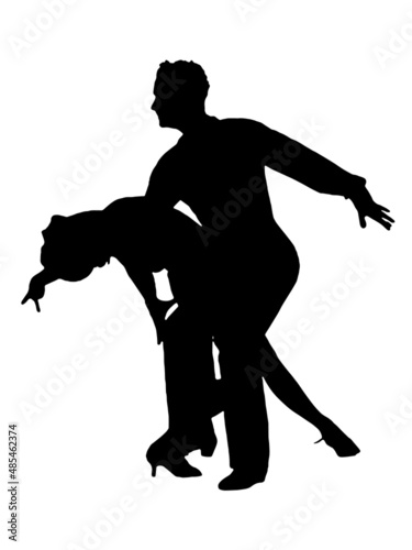 Silhouette of a dance move of couple