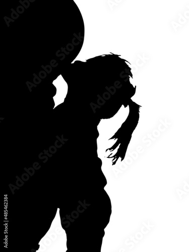 Silhouette of a child kiss baby bump
