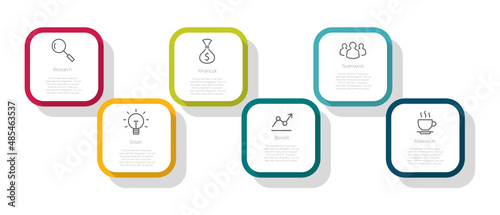 Modern colorful infographic with icon and text sample vector on white background, business, office , chart, presentation, etc.
