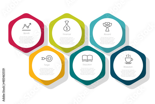 Modern colorful infographic with icon and text sample vector on white background, business, office , chart, presentation, etc.