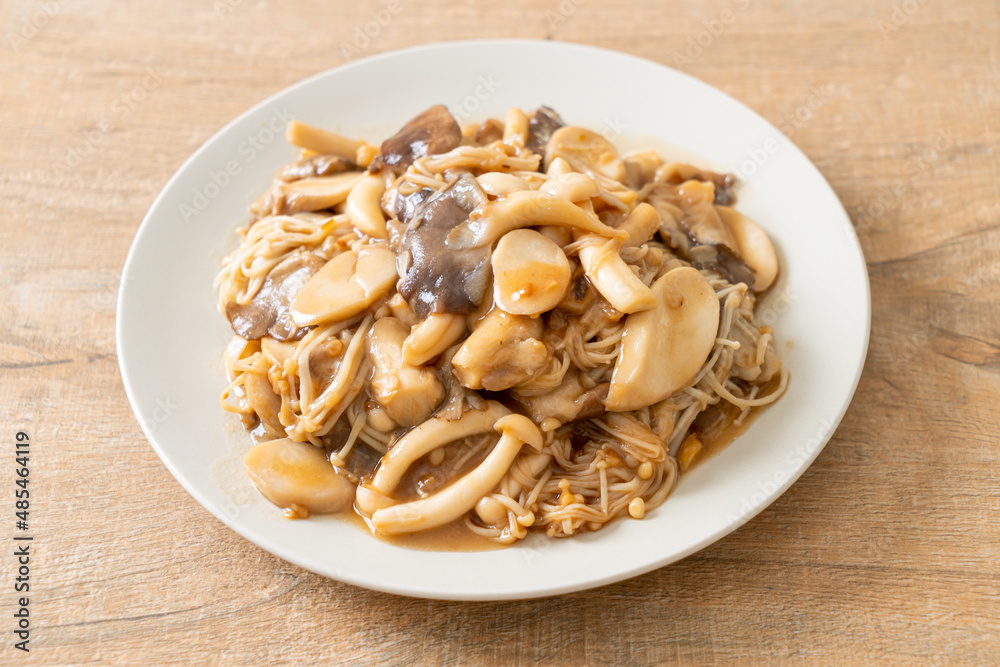 Stir fried mixed mushroom with oyster sauce Stir fried mixed mushroom with oyster sauce