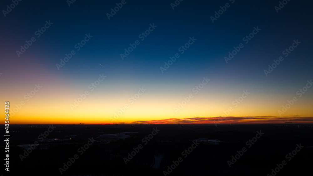 sunset in the mountains aerial colorful