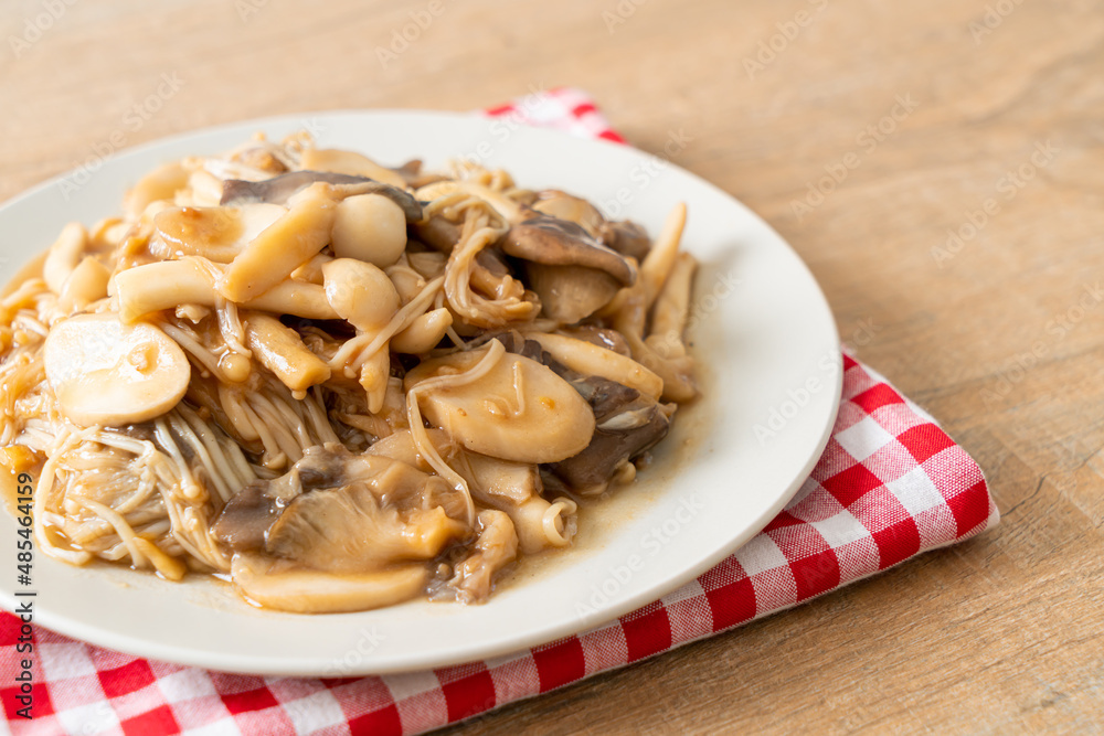 Stir fried mixed mushroom with oyster sauce Stir fried mixed mushroom with oyster sauce