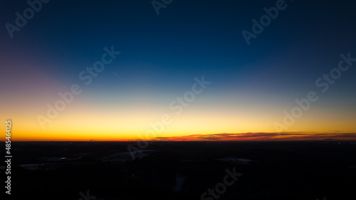 sunset in the mountains aerial colorful