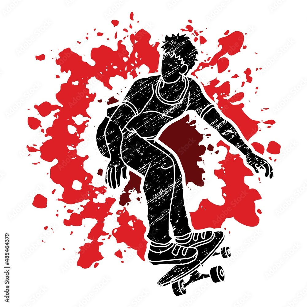 Skateboard Player Action Skateboarder Cartoon Graphic Vector