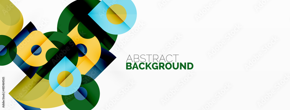 Colorful round shapes, circles and triangles background. Minimal geometric template for wallpaper, banner, presentation Colorful round shapes, circles and triangles background. Minimal geometric template for wallpaper, banner, presentation